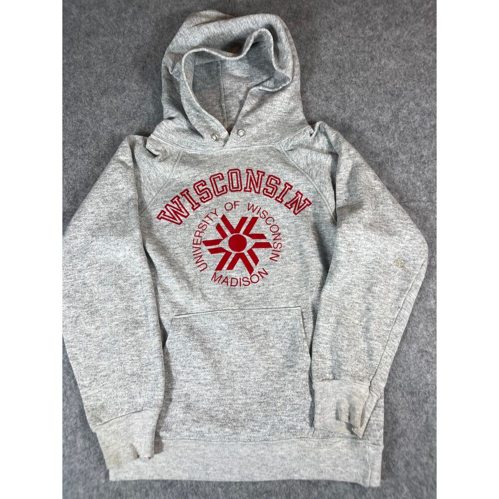 Vintage 80s Champion University of Wisconsin Madison Hoodie Mens S Sportswear
